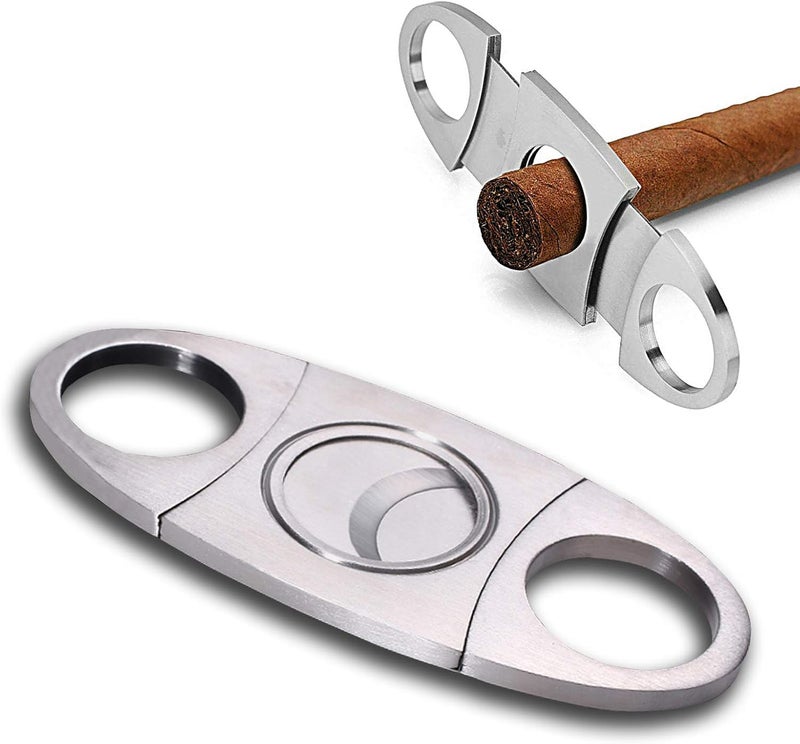 MPEEJ Cigar Cutter Guillotine, Stainless Steel Smooth Cigar Clippers Double Cut Blade, 1 Pack Silver Exquisite Cigar Accessories - Image 1